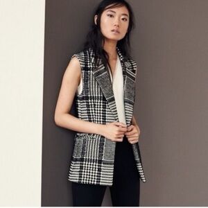 Theory Black and White Plaid Vest
